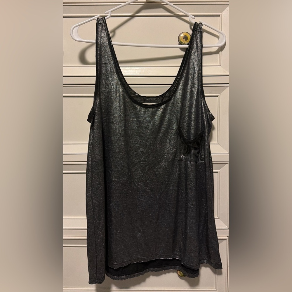 Silence + Noise Shimmering Black Tank Top